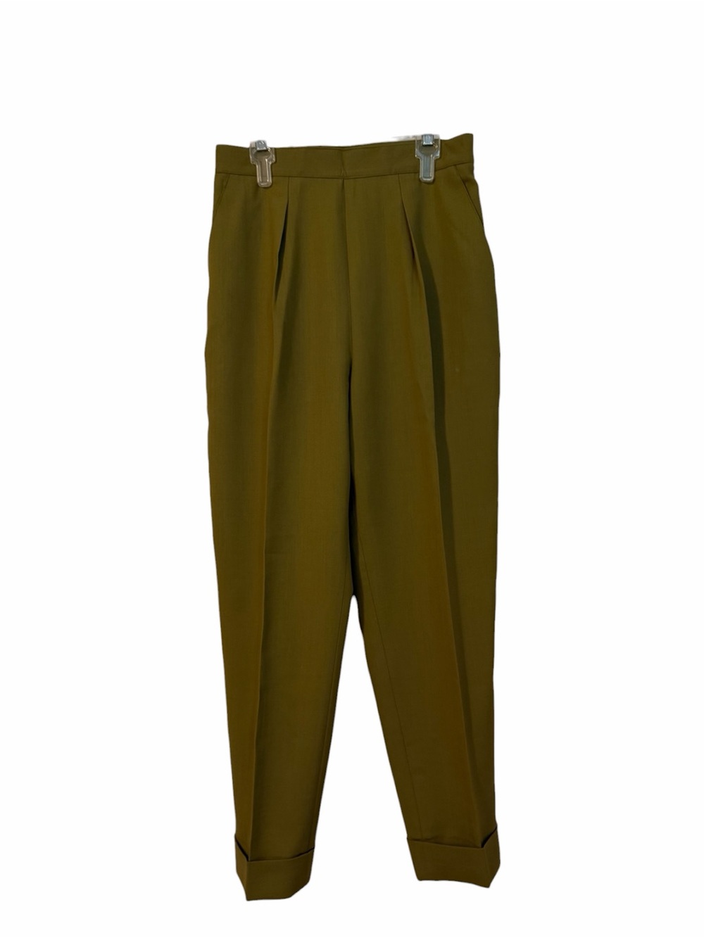 Jones New York Vintage Olive Green 100% Worsted Wool Pleated Trousers Size 8